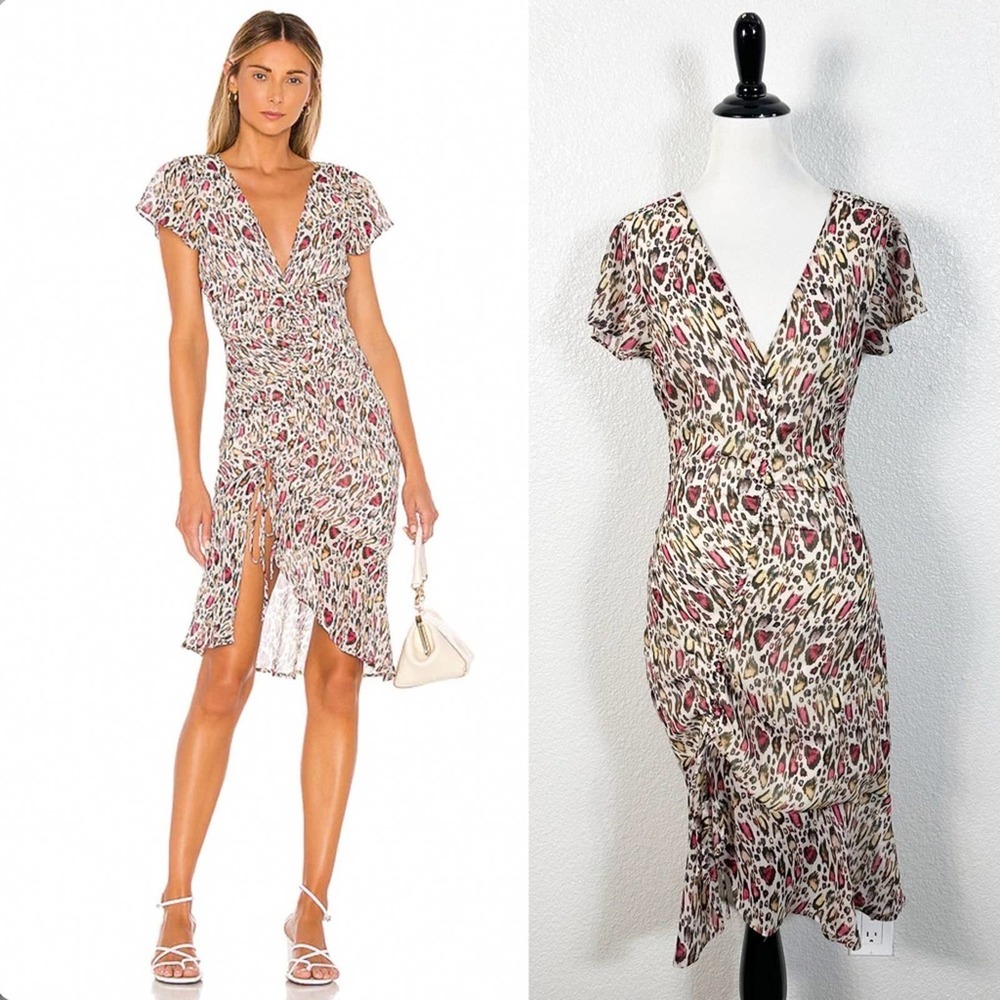 Majorelle by Revolve Women’s Elaine Midi Dress in Leopard Multi Size X-Small